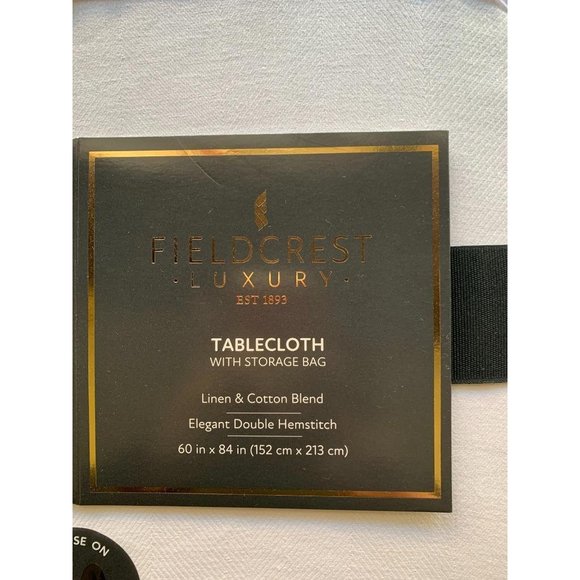 New Linen Cotton White Tablecloth Fieldcrest Rectangle 60" x 84" Herringbone - Picture 7 of 7